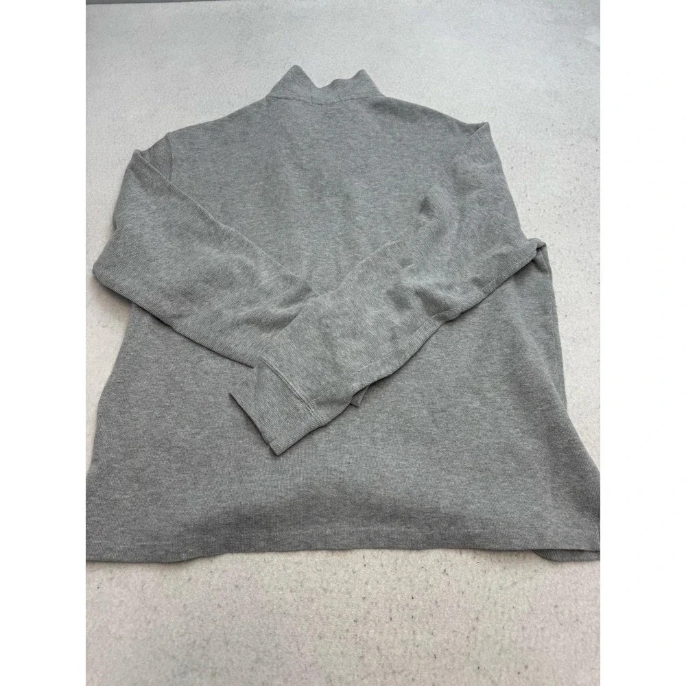 Polo Ralph Lauren Sweater Mens Large Gray 100% Cotton Quarter Zip Mock Neck Knit